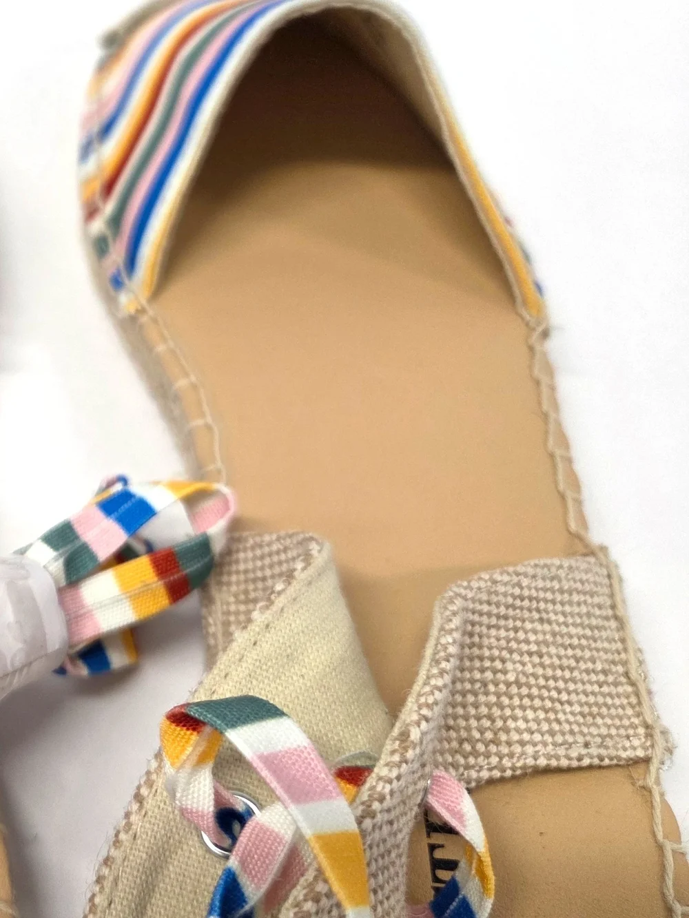JustFab Ayla Rainbow Striped Espadrille Sandals Ankle Ties Size 11 NWOT